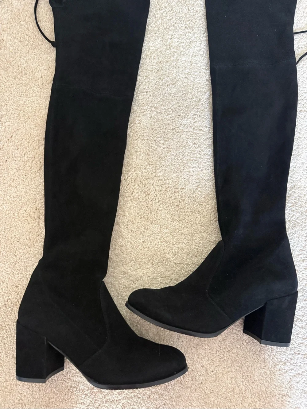 ✅ Stuart Weitzman Over The Knee Boots Tieland in Black Suede